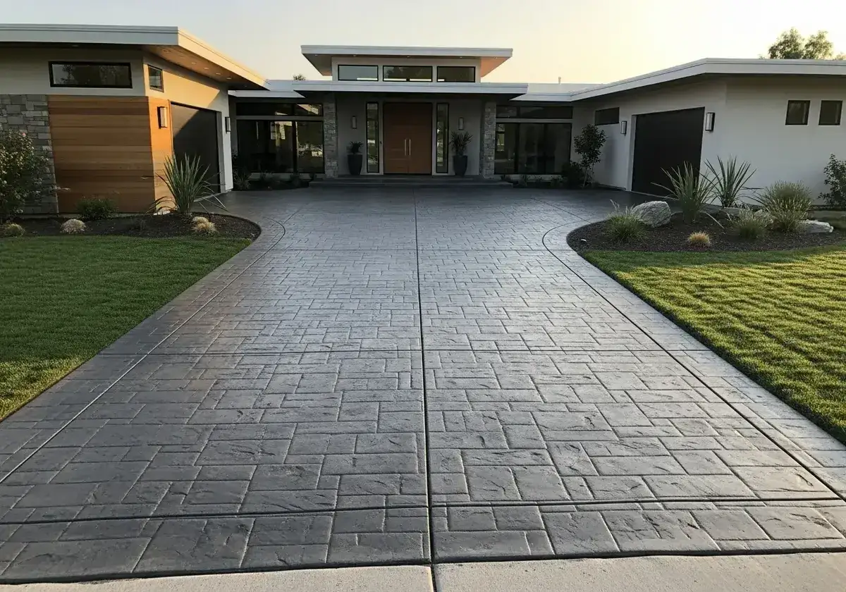 Broom-finish concrete driveway — concrete flatwork in northwest Missouri